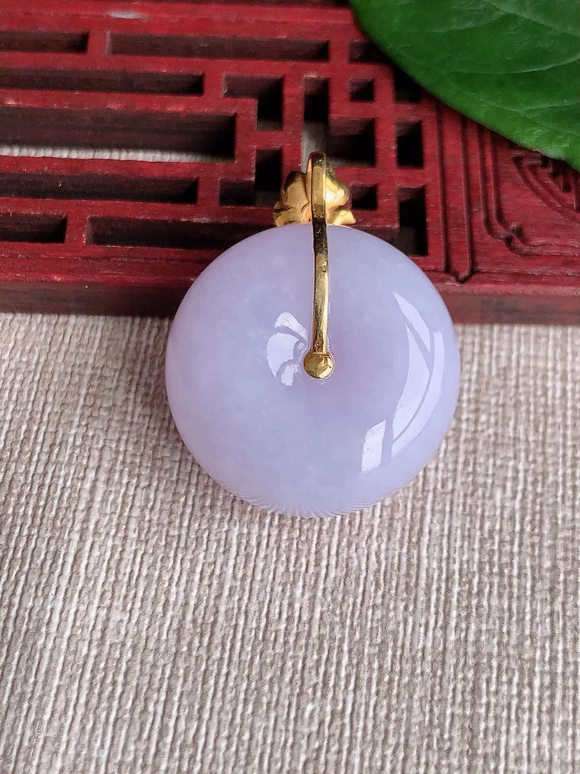 天然A货翡翠18K紫罗兰平安扣吊坠尺寸30.7×24.2×12.5m量16.44g 0511