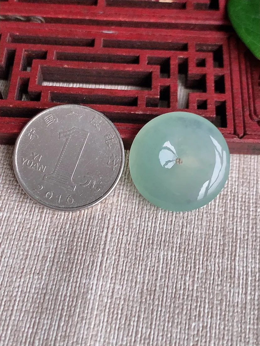 天然A货翡翠晴水平安扣吊坠尺寸22.4×5.5m量5.80g 0510