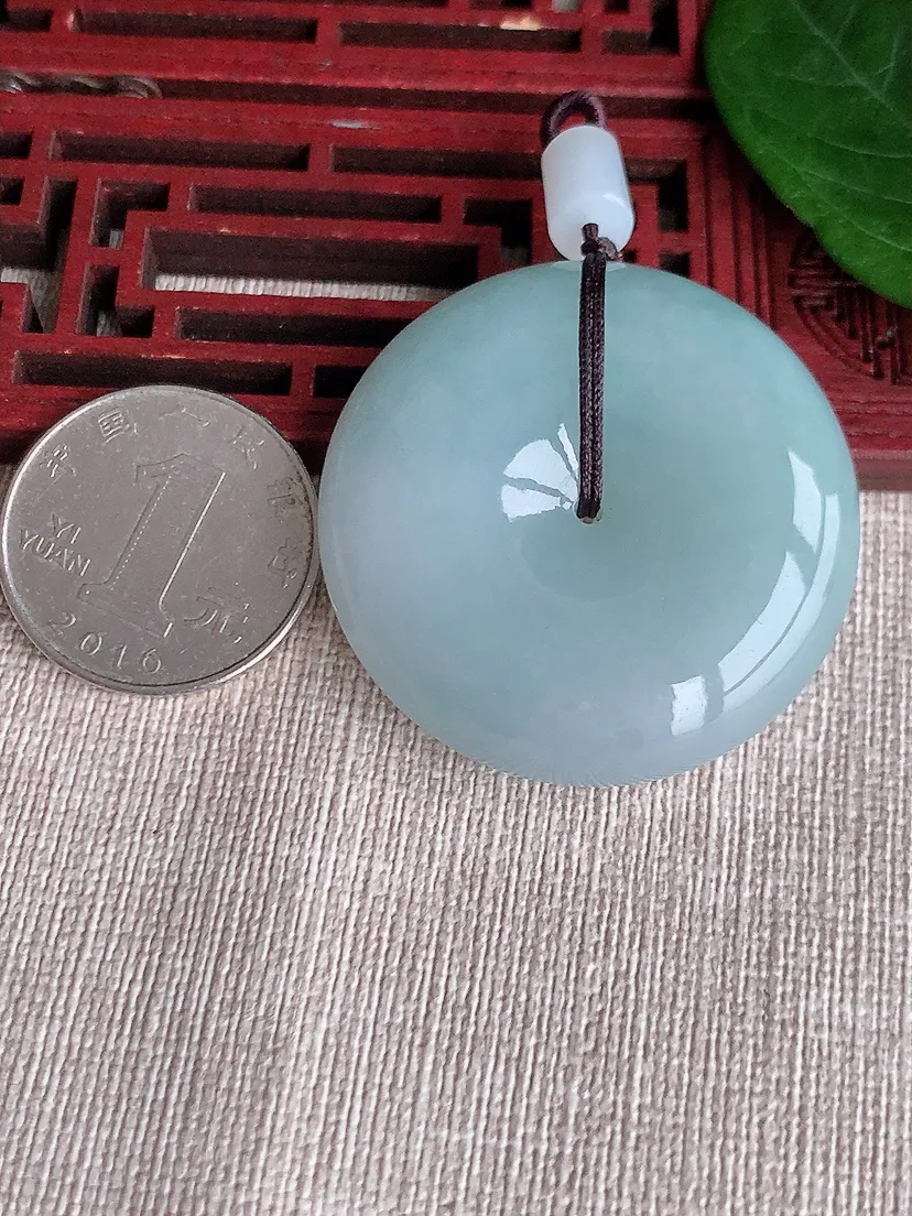 天然A货翡翠冰润晴底大平安扣吊坠尺寸40.8×11.7m量41.14g 0510