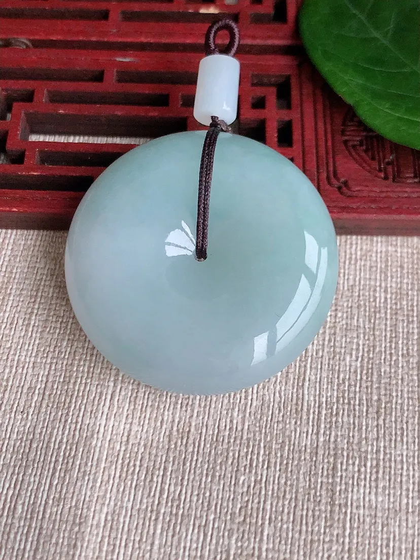天然A货翡翠冰润晴底大平安扣吊坠尺寸40.8×11.7m量41.14g 0510