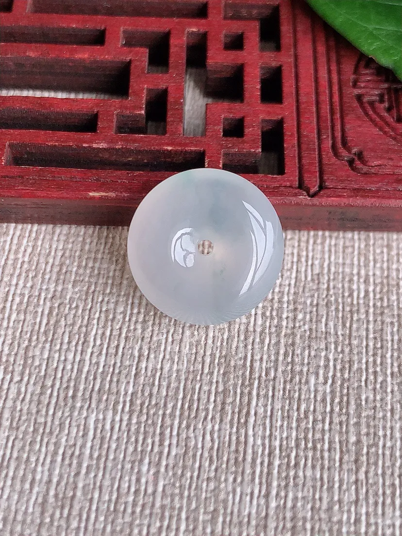 天然A货翡翠飘花平安扣吊坠尺寸16.3×5.6m量3.05g 0511