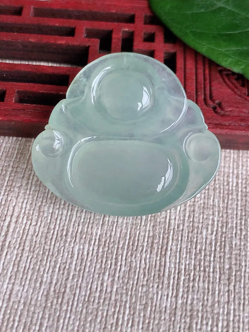 天然A货翡翠晴水佛公吊坠尺寸29.4×33.2×6m量8.62g 0511