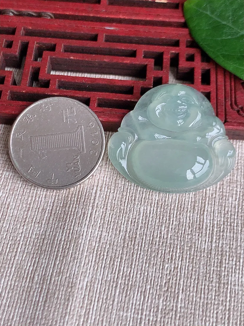 天然A货翡翠晴水佛公吊坠尺寸29.4×33.2×6m量8.62g 0511