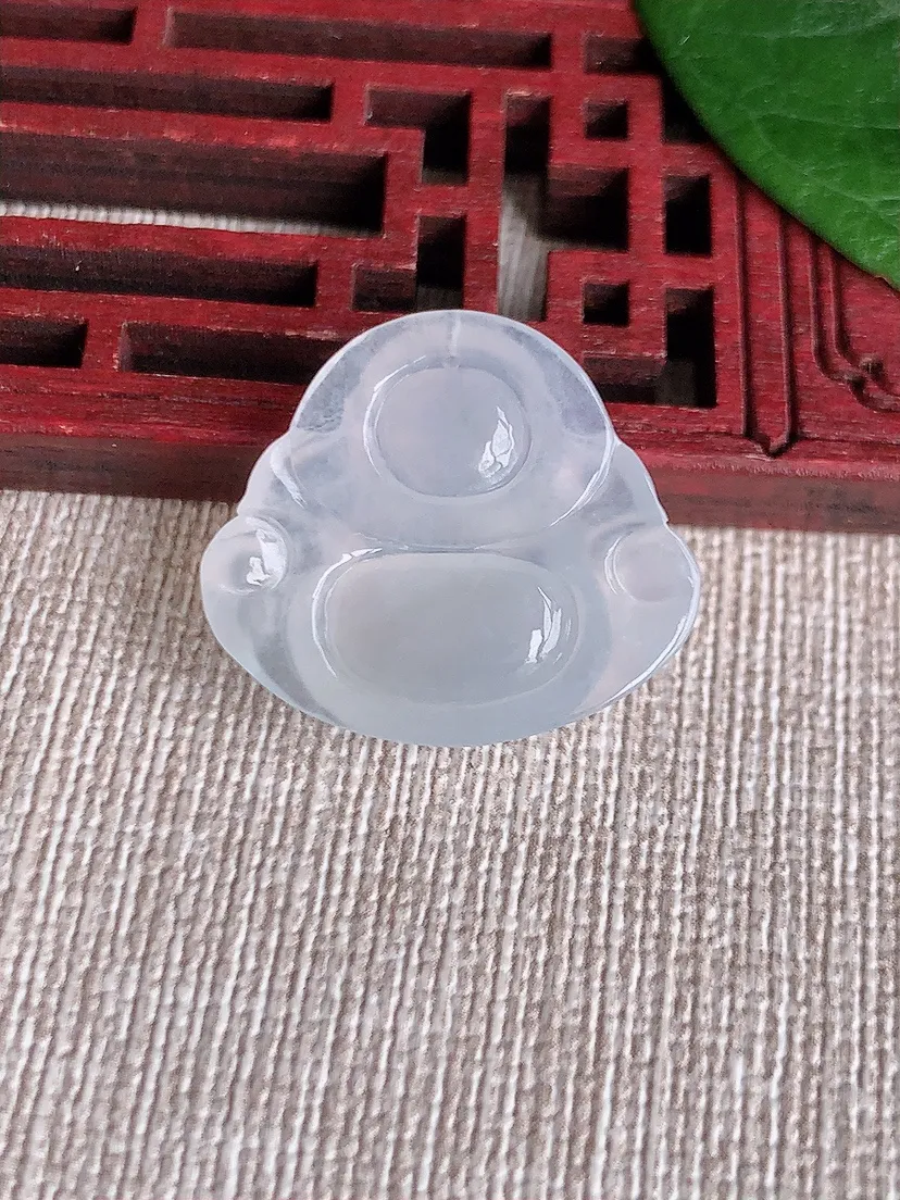 天然A货翡翠白月光佛公吊坠尺寸21×24×5m量3.70g 0511