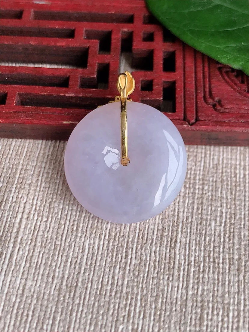 天然A货翡翠18K紫罗兰平安扣吊坠尺寸28×22×5.5m量6.10g 0511