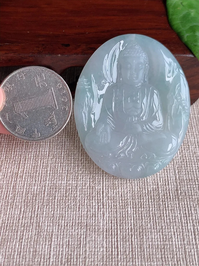 天然A货翡翠一刀切大日如来吊坠尺寸47.7×38×5.4m量21.63g 0511