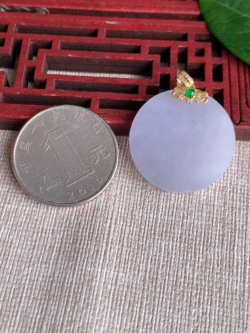 天然A货翡翠18K紫罗兰无事牌吊坠尺寸24.5×3.7m量6.65g 0511