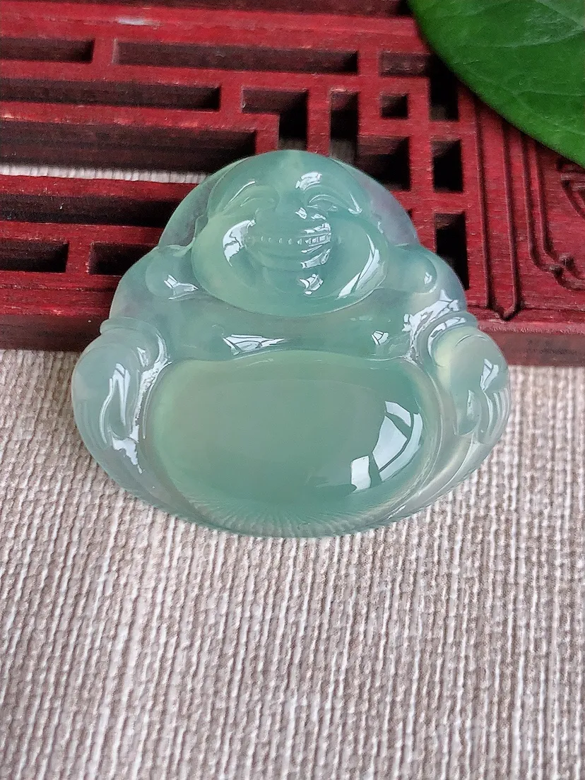 天然A货翡翠晴水佛公吊坠尺寸30.7×34.2×5.8m量9.90g 0511