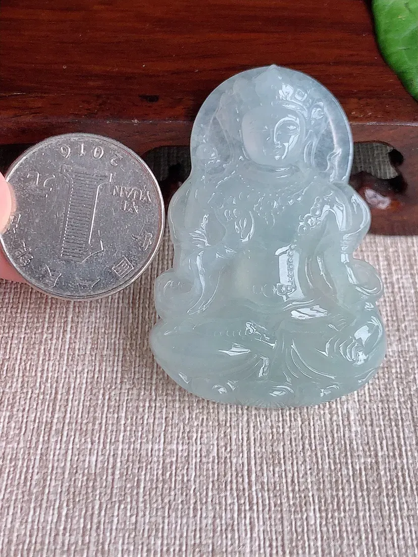 天然A货翡翠度母观音吊坠尺寸50.8×34.6×6.7m量20.42g 0511