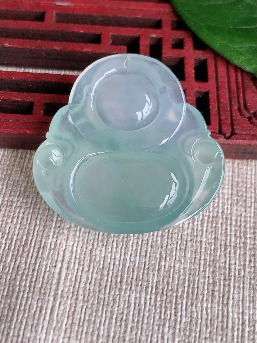 天然A货翡翠晴水佛公吊坠尺寸31×32.3×6m量8.83g 0511