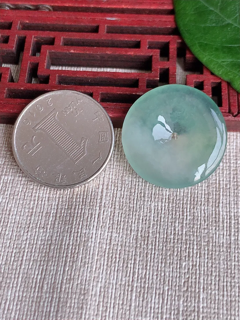 天然A货翡翠晴水平安扣吊坠尺寸25.3×4.2m量5.60g 0513