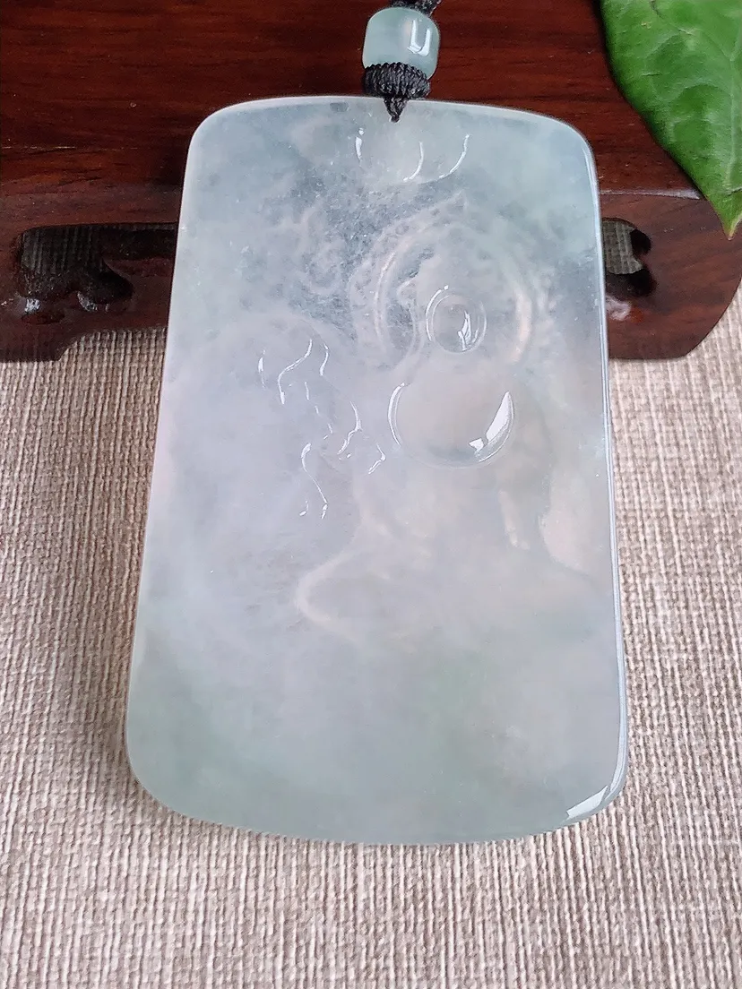 天然A货翡翠普贤菩萨吊坠尺寸71.4×44.5×5.5m量46.00g 0511