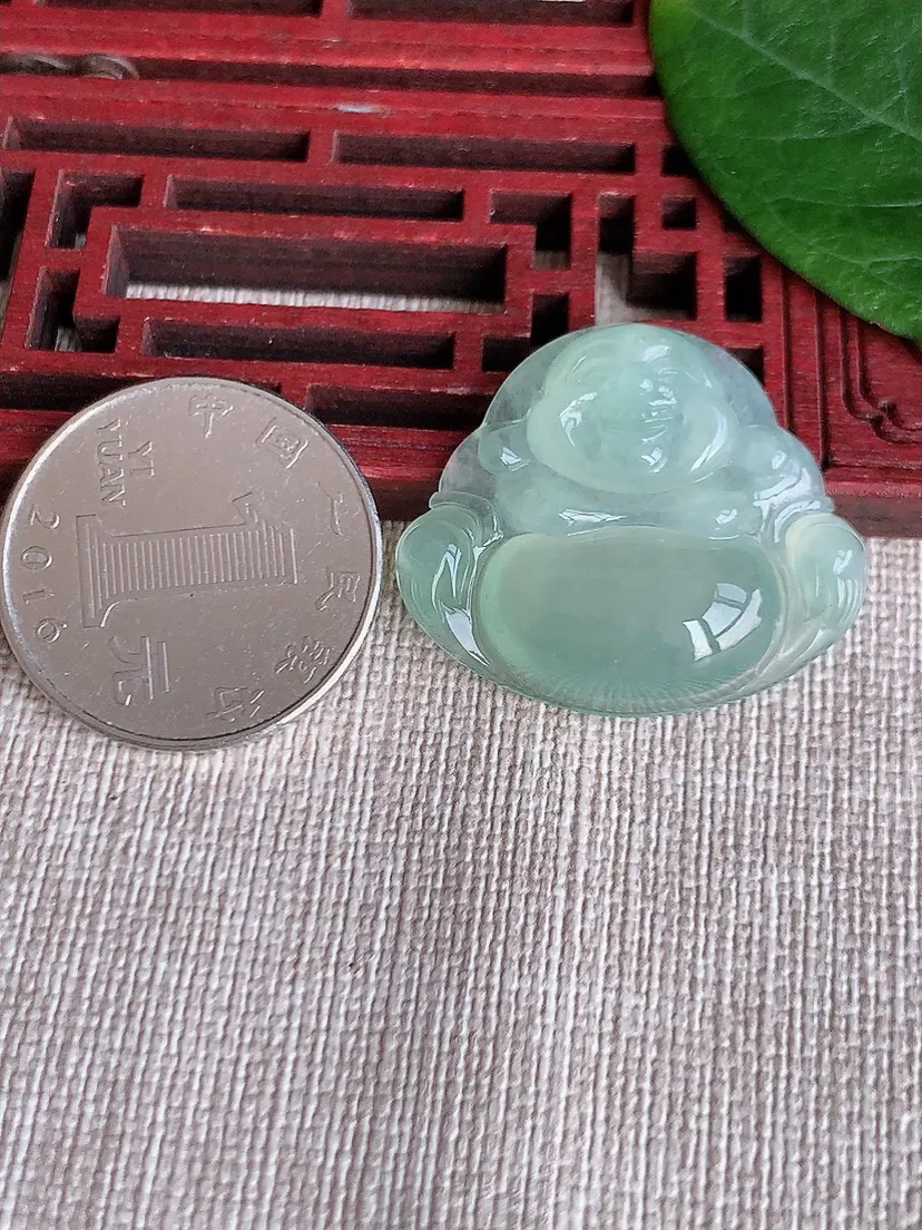 天然A货翡翠晴水佛公吊坠尺寸25.8×30.3×6.3m量7.30g 0513