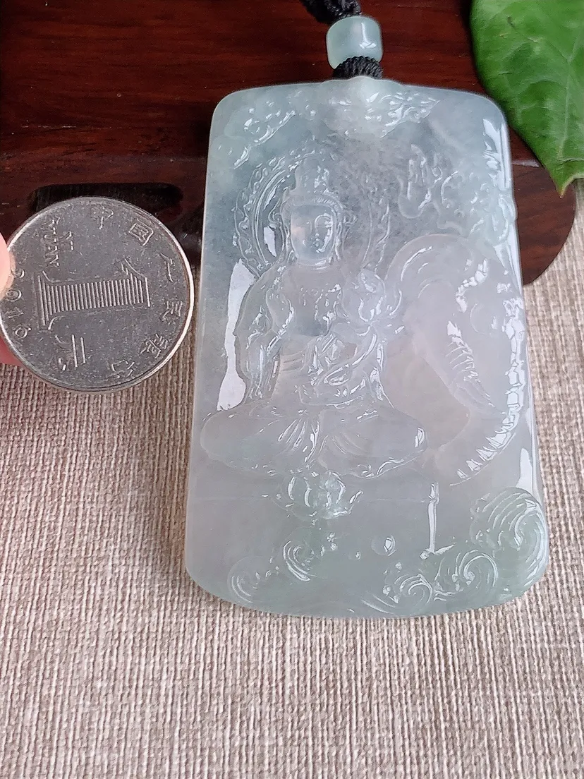 天然A货翡翠普贤菩萨吊坠尺寸71.4×44.5×5.5m量46.00g 0511