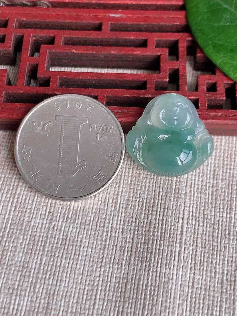 天然A货翡翠飘花佛公吊坠尺寸19×20×5.7m量3.49g 0513