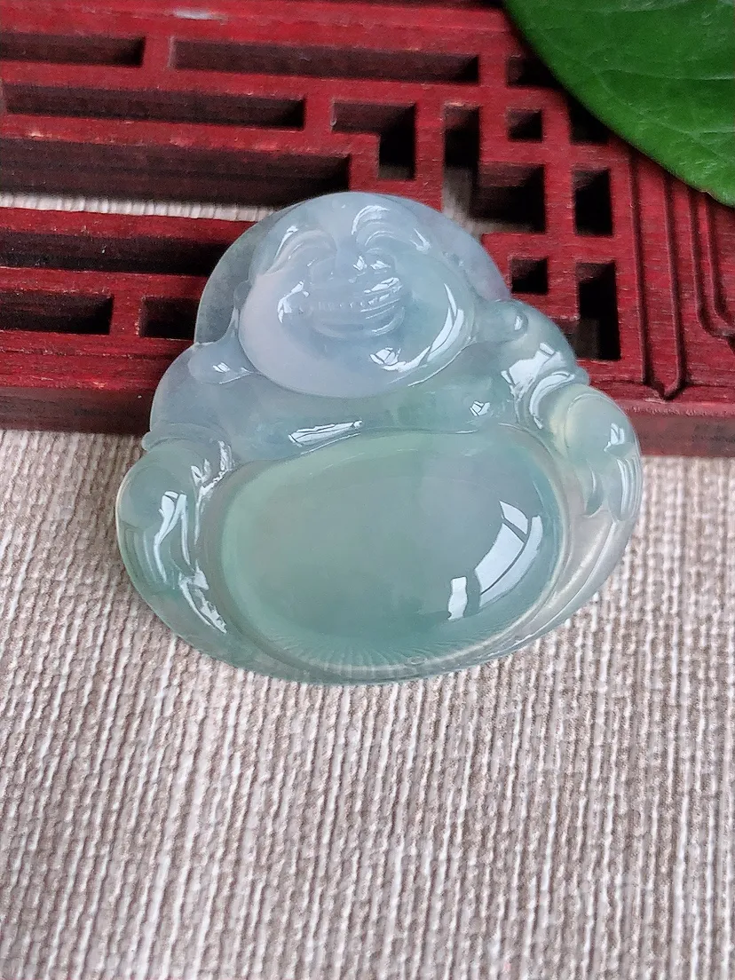 天然A货翡翠晴水佛公吊坠尺寸31×32.3×6m量8.83g 0511