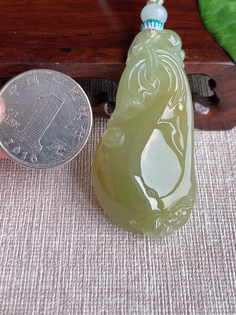 天然A货翡翠黄翡福袋代代有钱吊坠尺寸51.6×25.7×9.2m量21.00g 0513