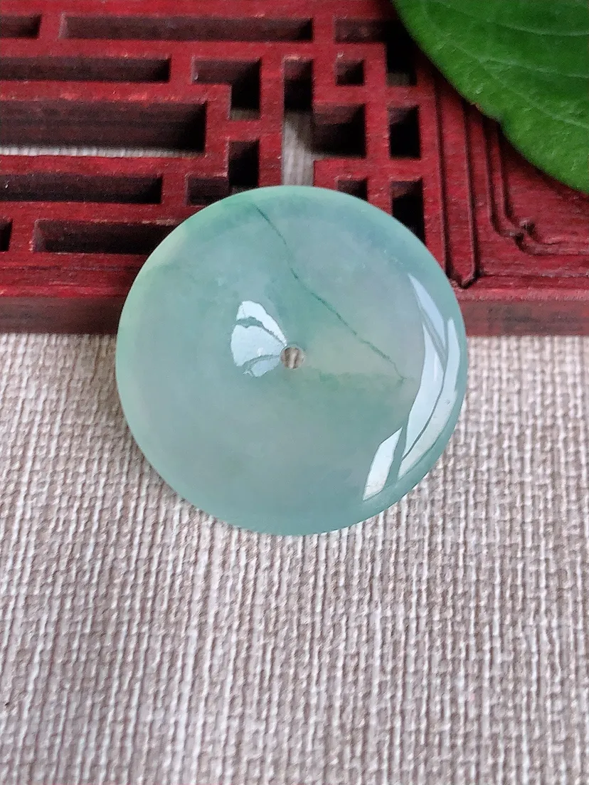 天然A货翡翠飘花平安扣吊坠尺寸26×4.7m量6.77g 0513