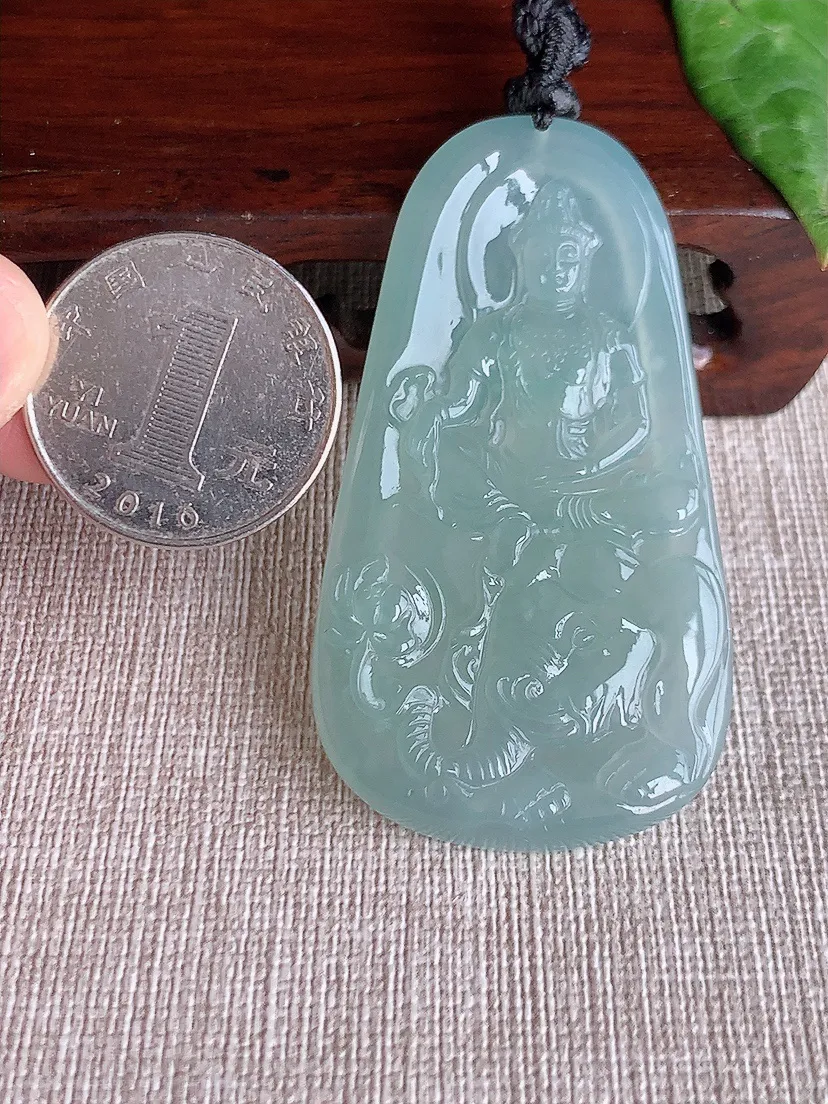 天然A货翡翠晴水普贤菩萨吊坠尺寸59.7×32.6×5m量24.20g 0513