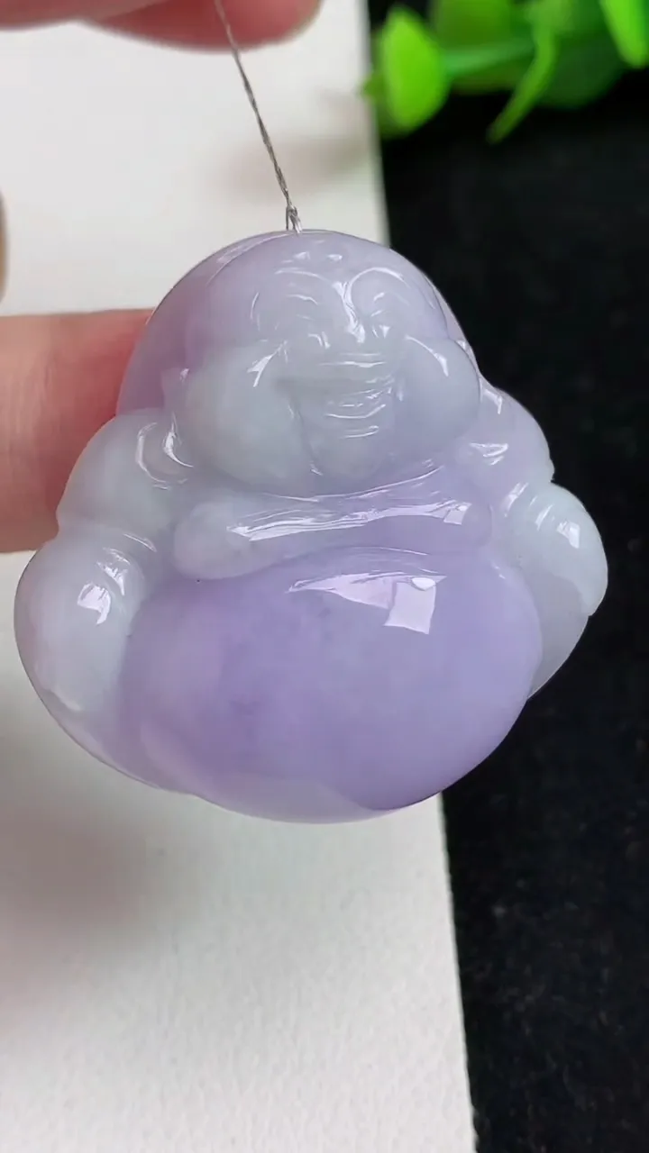 天然A货翡翠紫罗兰佛公吊坠，尺寸34.8-35.6-12，重量:24.23g
5月16日