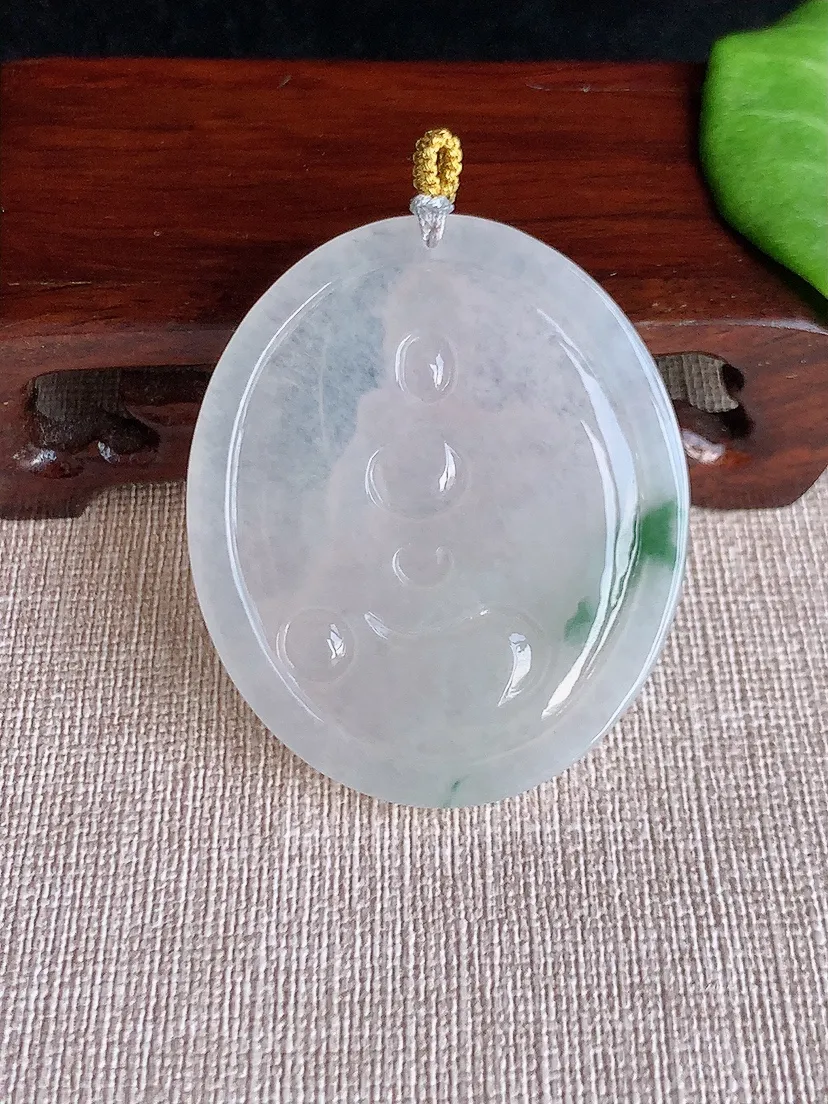天然A货翡翠飘花普贤菩萨吊坠尺寸50×42.3×5.4m量22.94g 0515