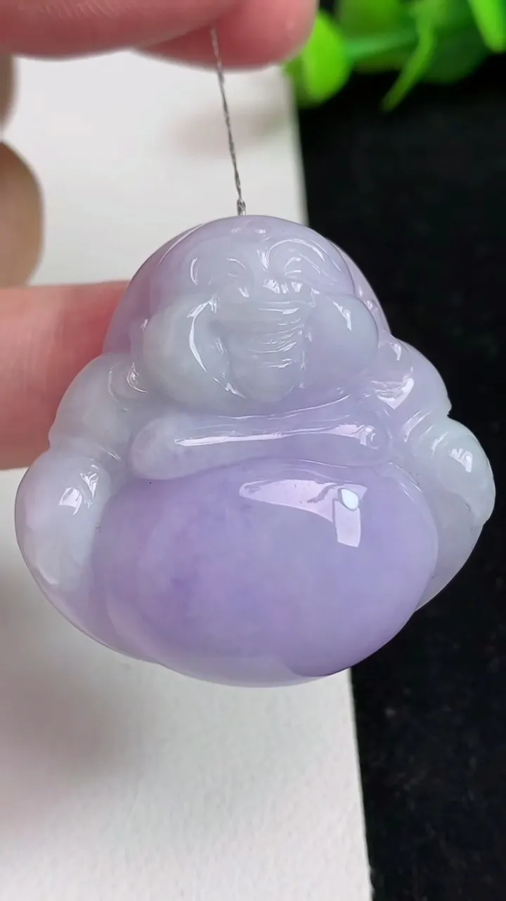 天然A货翡翠紫罗兰佛公吊坠，尺寸34.8-35.6-12，重量:24.23g
5月16日