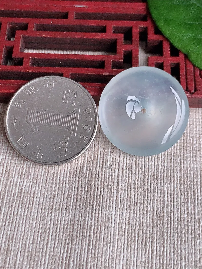 天然A货翡翠白月光平安扣吊坠尺寸24×5.2m量6.28g 0516