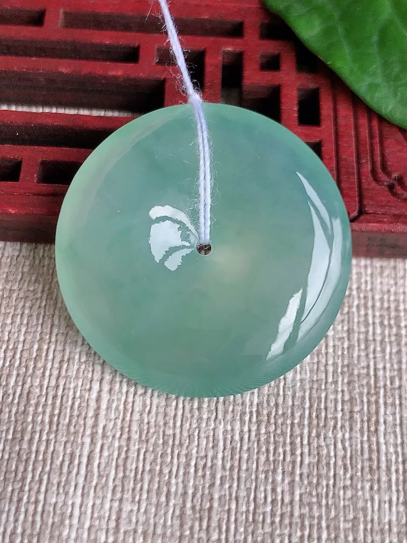 a货翡翠老坑冰种晴水平安扣吊坠  尺寸30×6mm 重量11.57g 0518