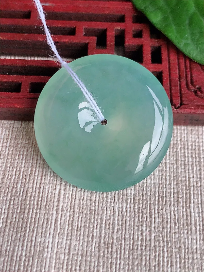 a货翡翠老坑冰种晴水平安扣吊坠  尺寸30×6mm 重量11.57g 0518