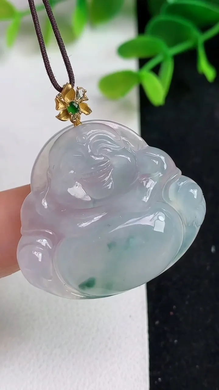 天然A货翡翠飘花佛公吊坠，尺寸30-34.2-6，重量:9.89g
5月19日