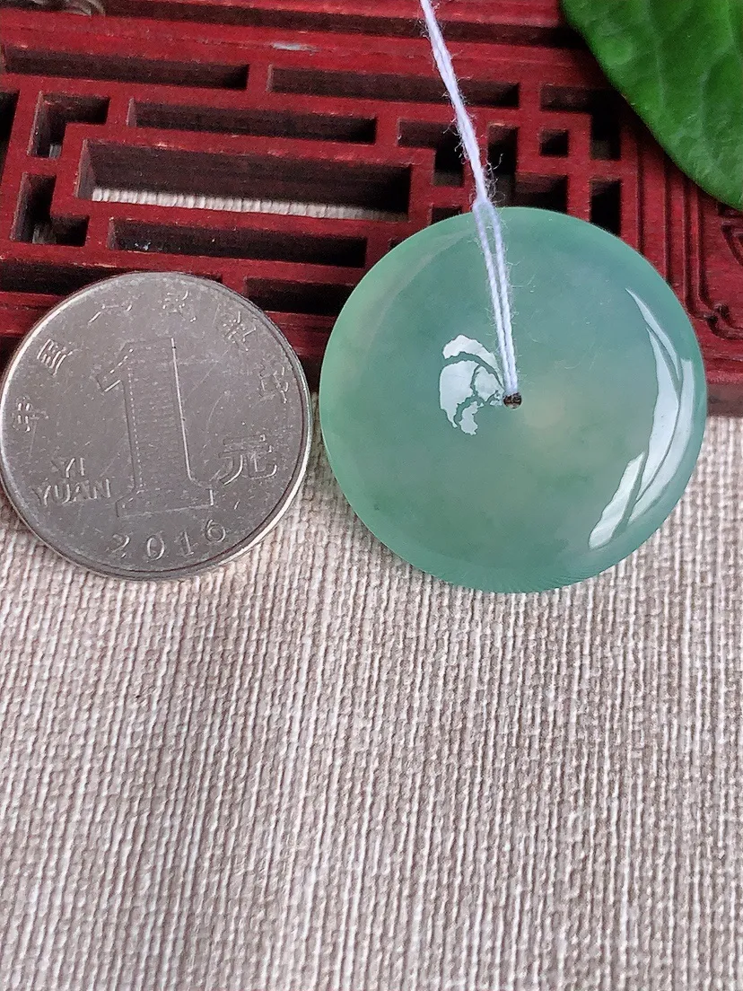 a货翡翠老坑冰种晴水平安扣吊坠  尺寸30×6mm 重量11.57g 0518