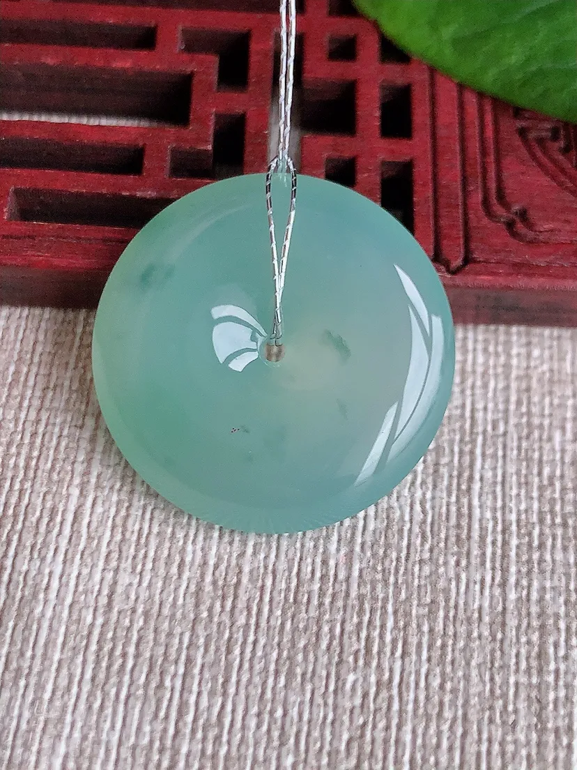 天然A货翡翠飘花平安扣吊坠尺寸26×5.7m量7.88g 0518