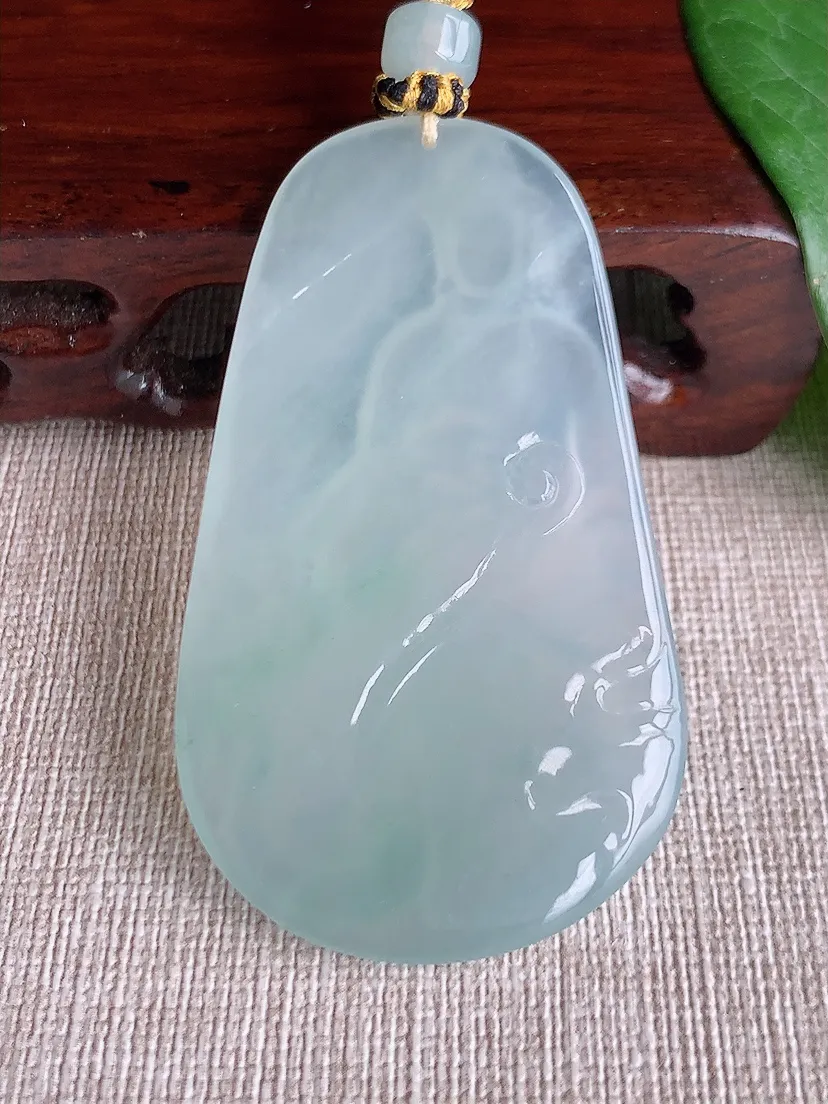 天然A货翡翠晴水普贤菩萨吊坠尺寸58.4×35×5m量26.80g 0520