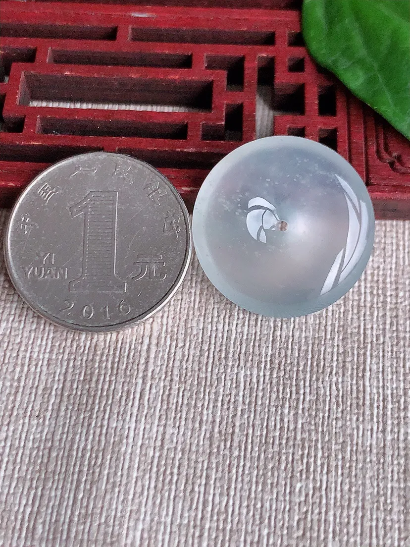 天然A货翡翠白月光平安扣吊坠尺寸24×5.4m量6.20g 0518