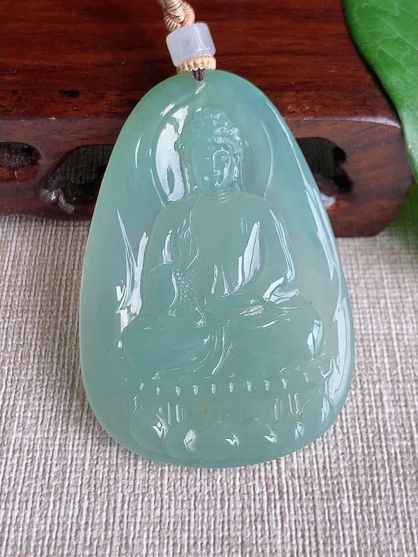 天然A货翡翠晴水观音吊坠尺寸53.2×36.2×4.8m量22.80g 0520