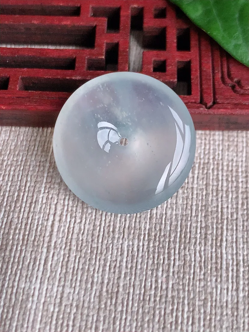 天然A货翡翠白月光平安扣吊坠尺寸24×5.4m量6.20g 0518