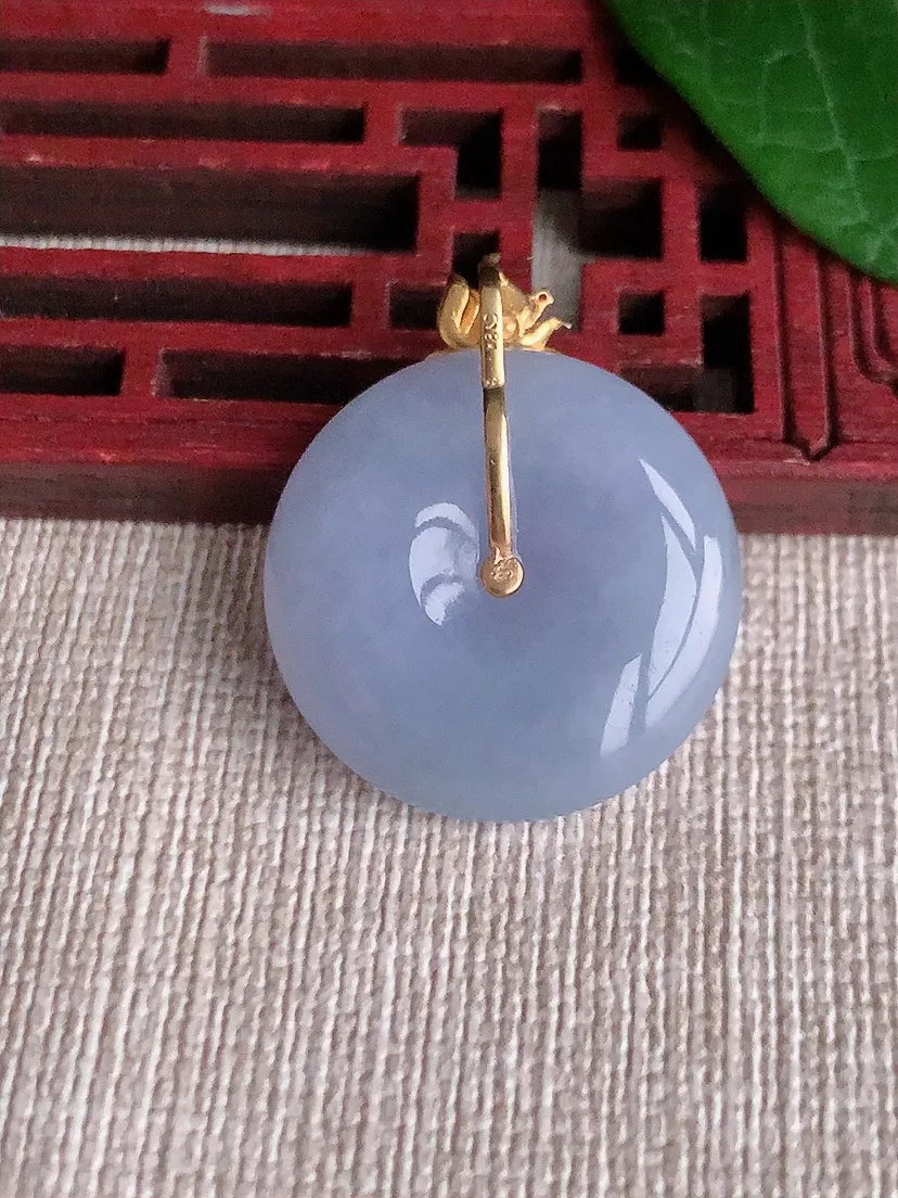天然A货翡翠18K紫罗兰平安扣吊坠尺寸28.2×23×6.3m量7.24g 0521