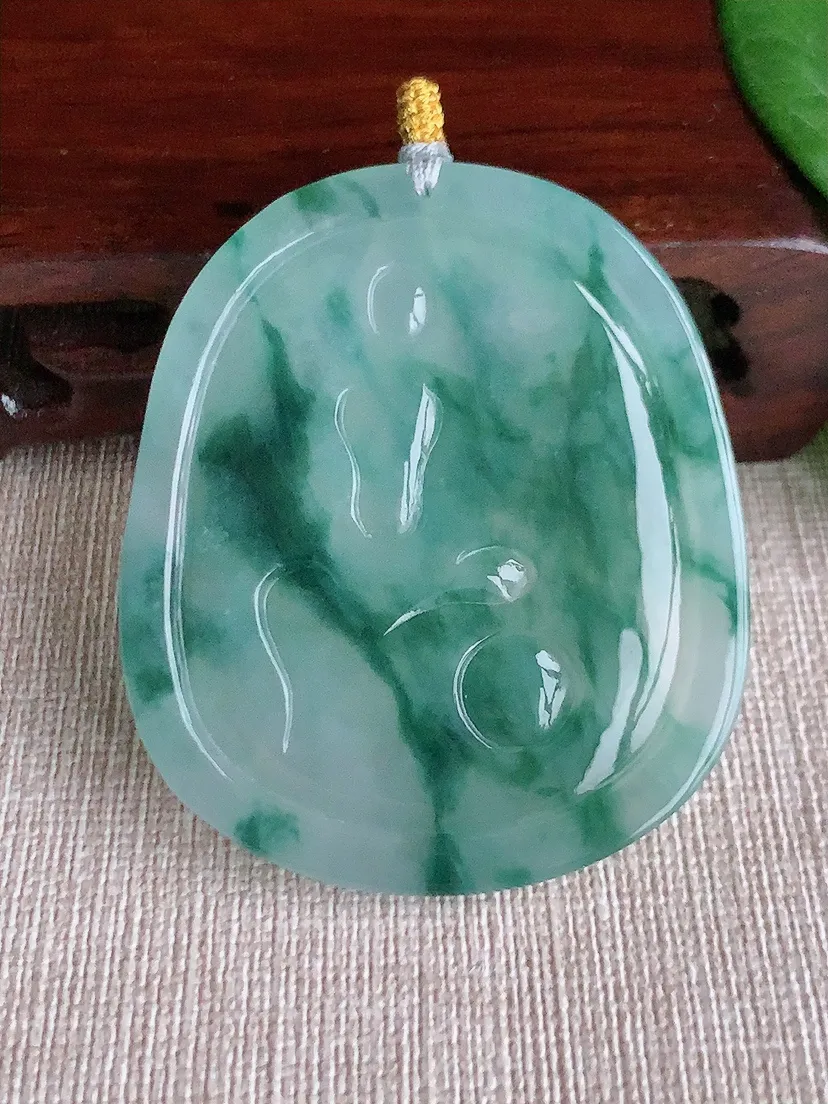 天然A货翡翠飘花普贤菩萨吊坠尺寸53.2×45×5.3m量27.32g 0521