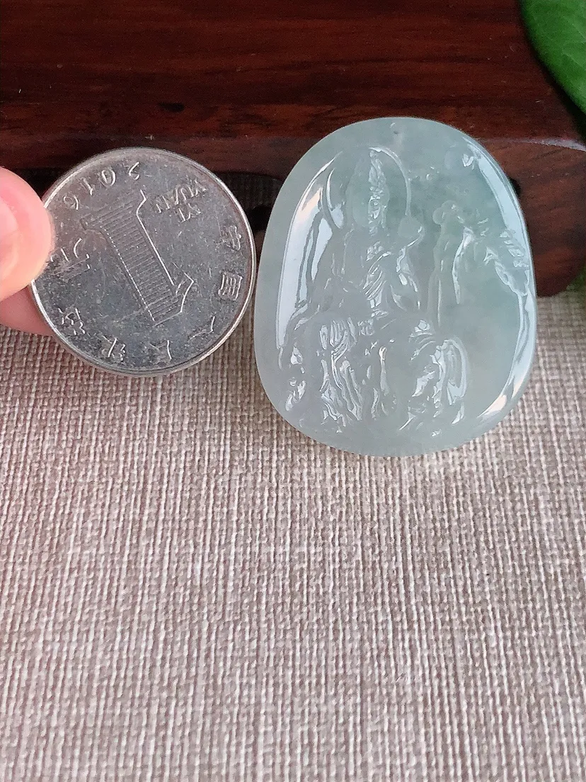 天然A货翡翠普贤菩萨吊坠尺寸36.6×30.5×5.6m量14.00g 0521