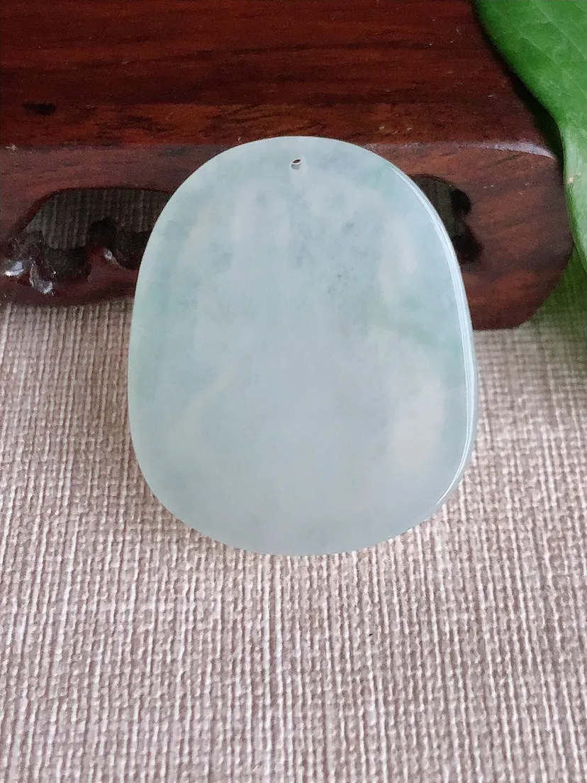 天然A货翡翠一刀切文殊菩萨吊坠尺寸36.6×30.8×5.5m量13.60g 0521