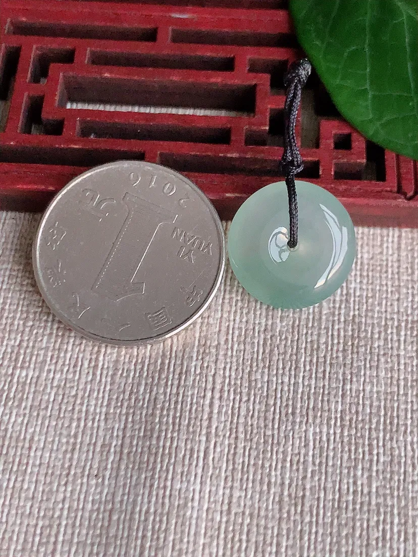天然A货翡翠晴水平安扣吊坠尺寸16.4×5.6m量3.20g 0521