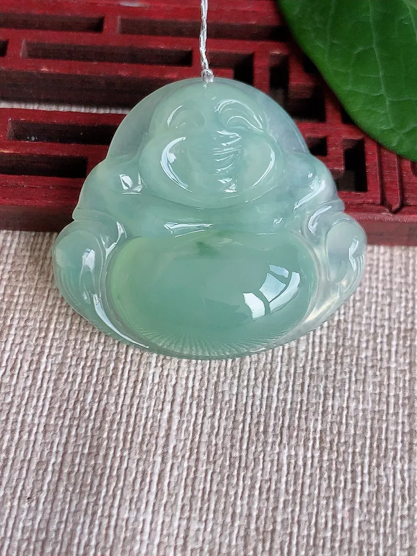 a货翡翠老坑冰种晴水佛公吊坠  尺寸31×34.7×8mm 重量11.80g 0522