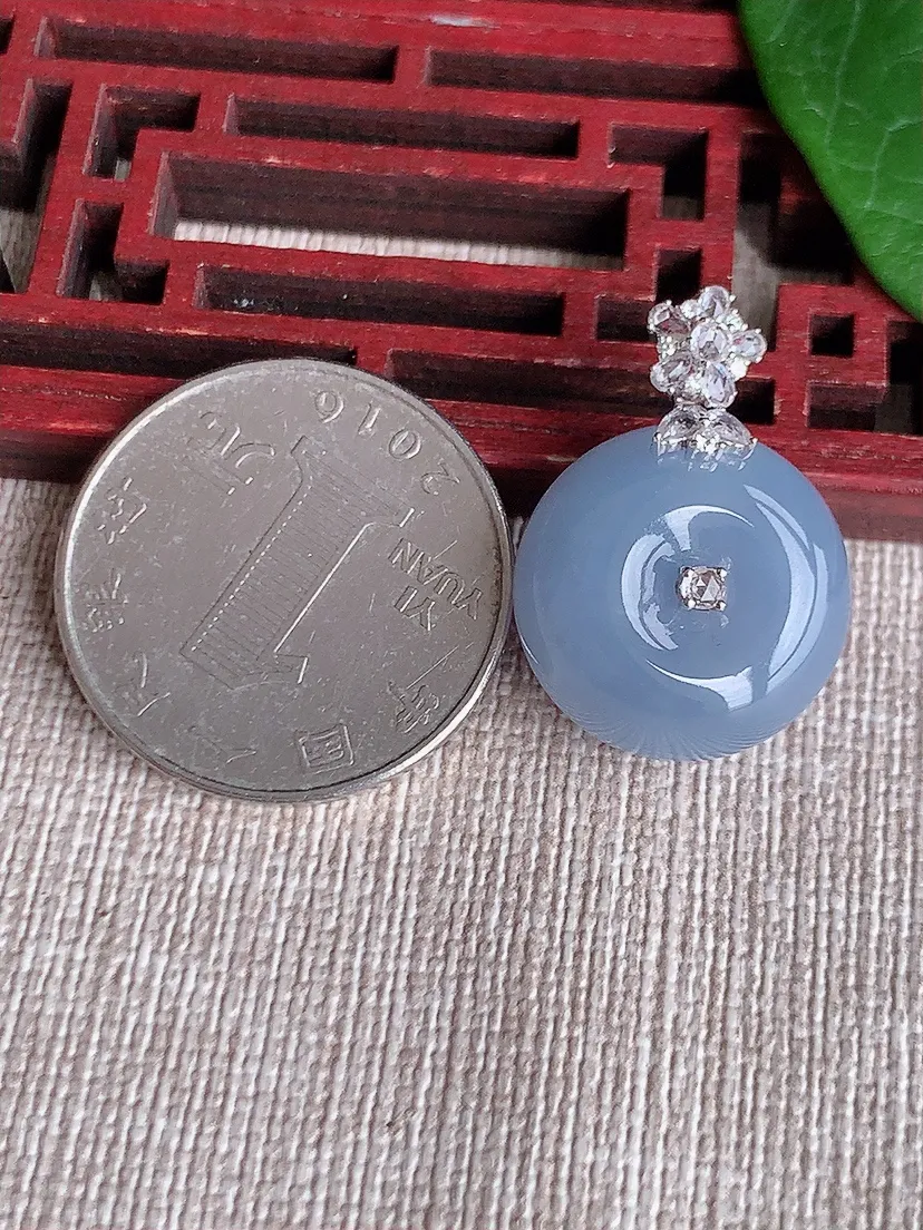 天然A货翡翠18K金伴紫罗兰平安扣吊坠尺寸25.2×17.7×9.4m量7.10g 0522