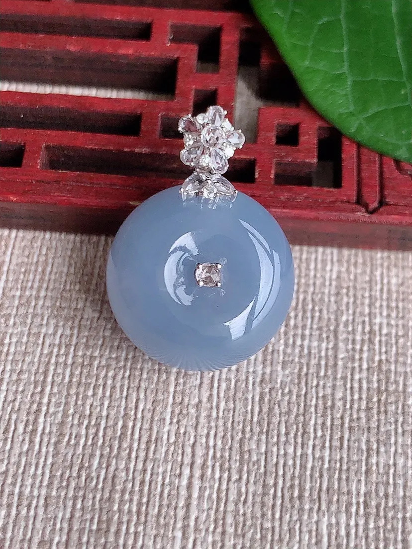 天然A货翡翠18K金伴紫罗兰平安扣吊坠尺寸25.2×17.7×9.4m量7.10g 0522