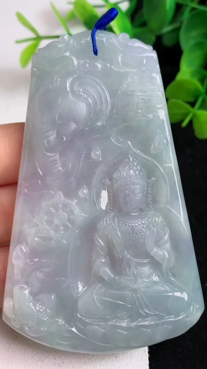 天然A货翡翠紫罗兰普贤菩萨吊坠，尺寸81.6-49-4.8，重量:50.20g
5月23日