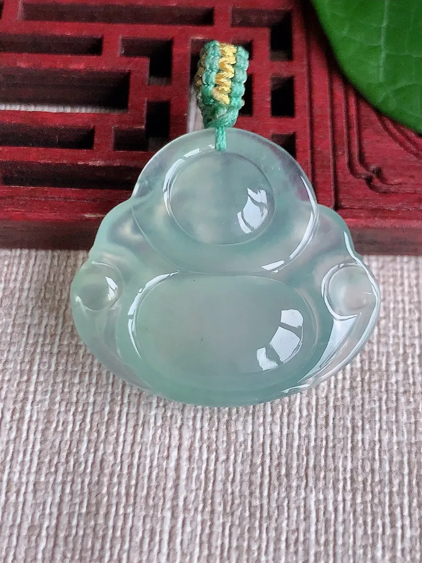天然A货翡翠晴水佛公吊坠尺寸26.5×29×6m量6.80g 0523