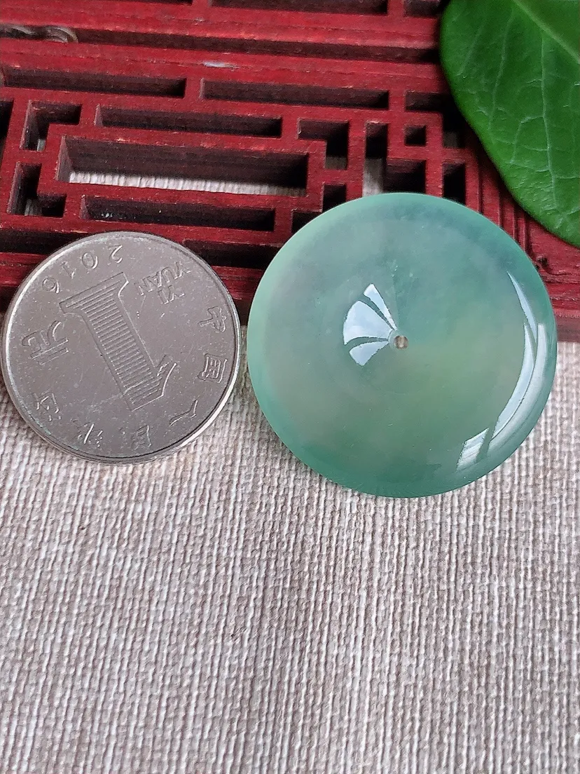 天然A货翡翠晴水平安扣吊坠尺寸31.8×5m量11.44g 0522