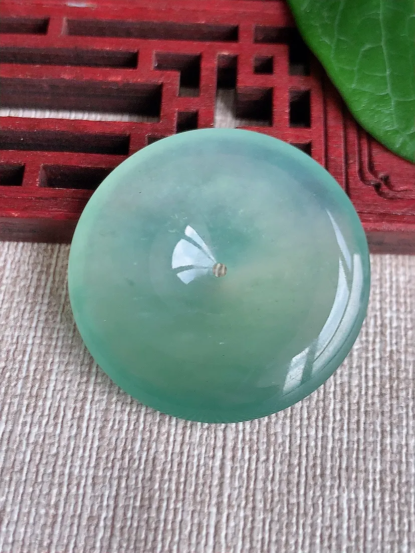 天然A货翡翠晴水平安扣吊坠尺寸31.8×5m量11.44g 0522