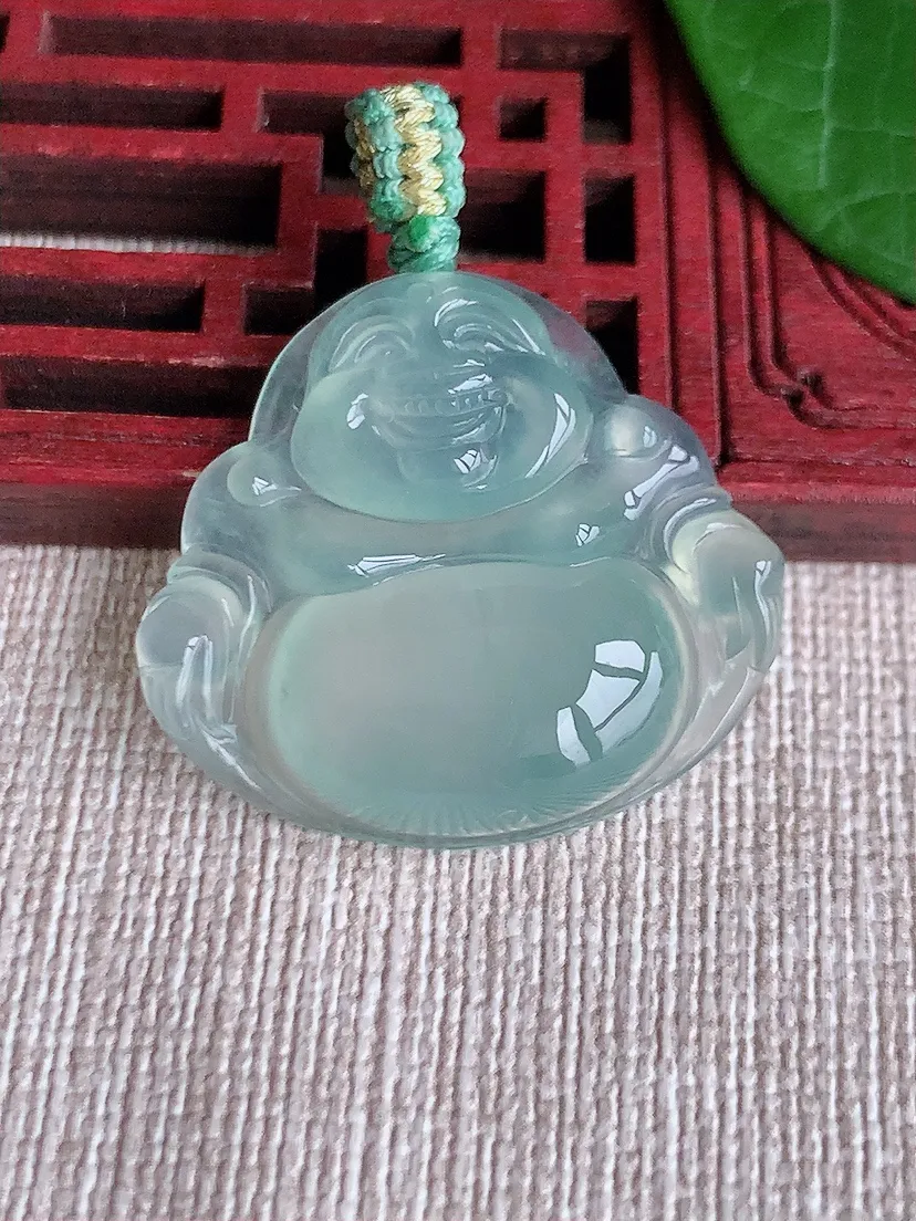 天然A货翡翠晴水佛公吊坠尺寸26.5×29×6m量6.80g 0523