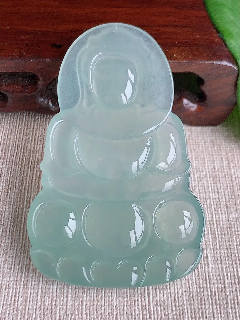 a货翡翠老坑冰种晴水大正装观音吊坠  尺寸65×41×5.3mm 重量26.93g 0525